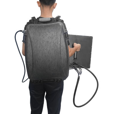 Perangkat pengganggu sinyal drone manpack 8 band yang kuat untuk keamanan udara